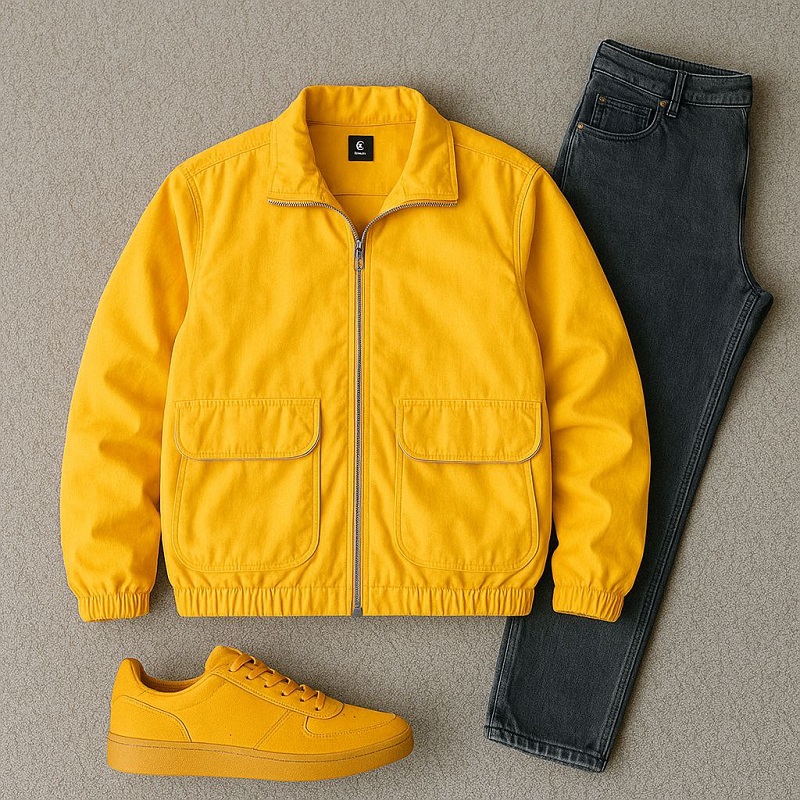 کاپشن میکرو زرد مردانه مدل Panama